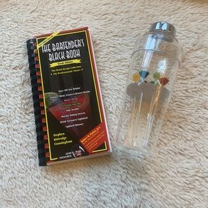 Bartender recipe book and shaker